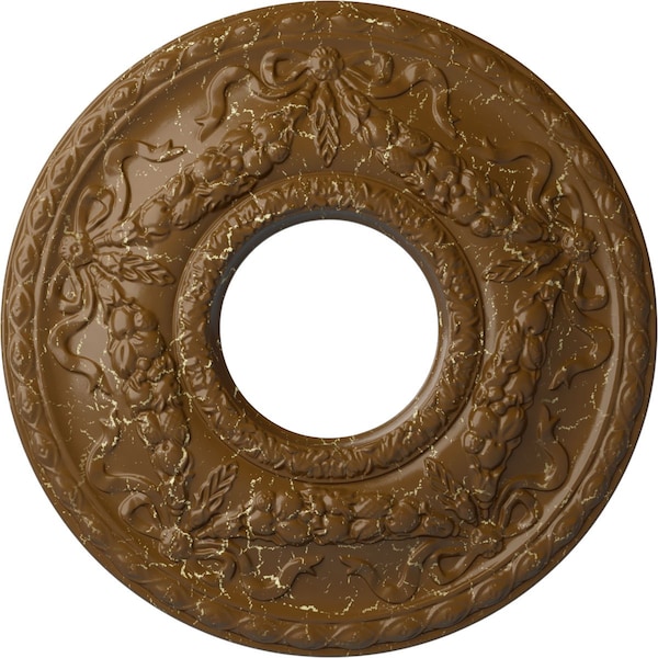 Ekena Millwork Hurley Medallion (Canopies up to 7 1/4"), 22 1/8"OD x 7 1/4"ID x 1 3/4"P, Smokey Topaz Crackle CM26HUSTC - main